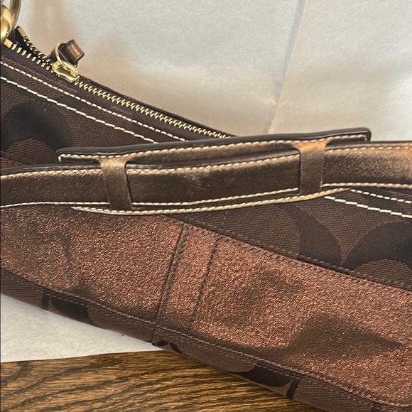 Coach Shimmery Brown Shoulder Bag with Gold Accents - Picture 6 of 8